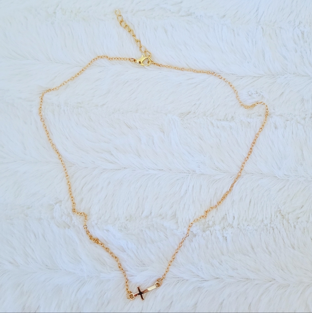 2 for $18❤️‍🔥 Side Cross Gold Necklace